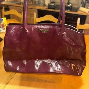 KATE SPADE Dark Purple/Maroon Leather Shiny Large Tote